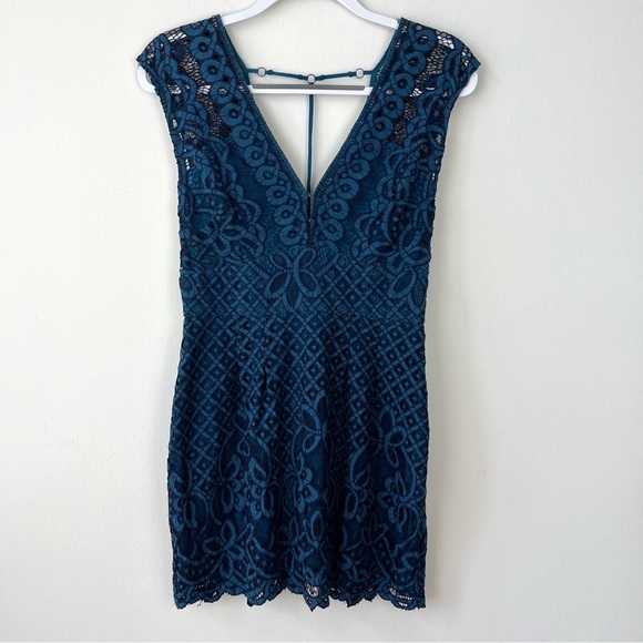 NWT Free People One Million Lovers Blue Lace Mini Dress - Picture 3 of 9